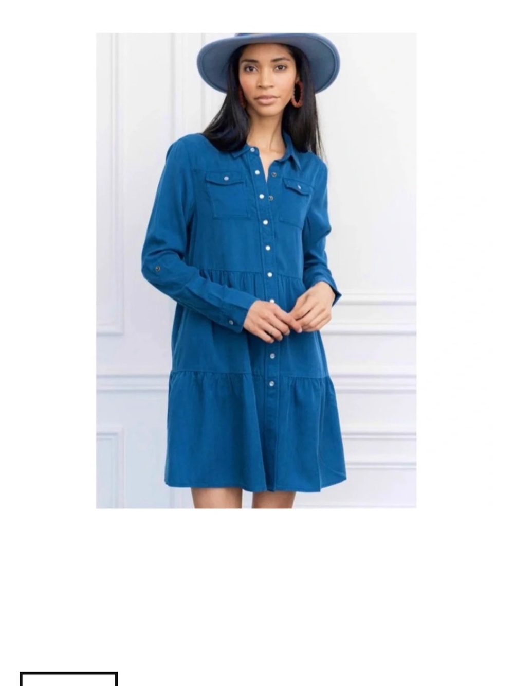 The Shirt 💗Blue Button-Front Tiered Dress